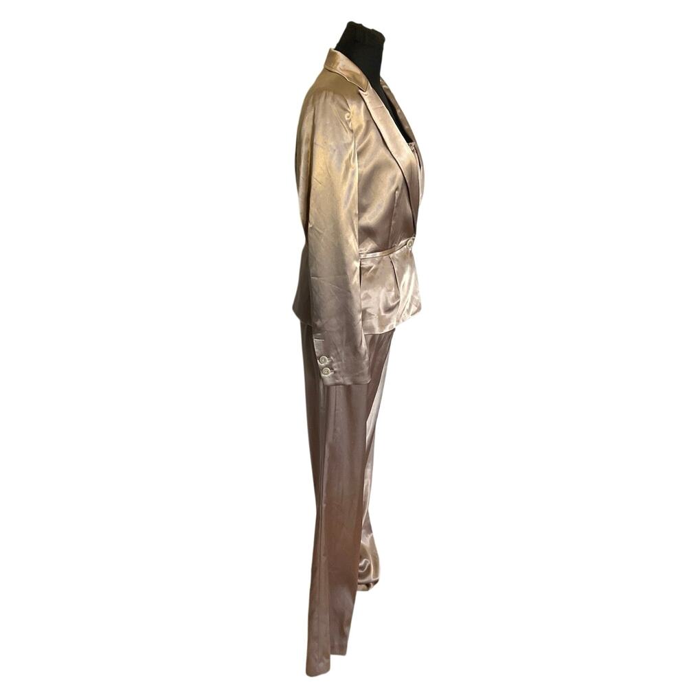 NWT Nine West Pant Suit Set Champagne Satin Jacket 6 Pants 8 Formal Occasion - Picture 3 of 16
